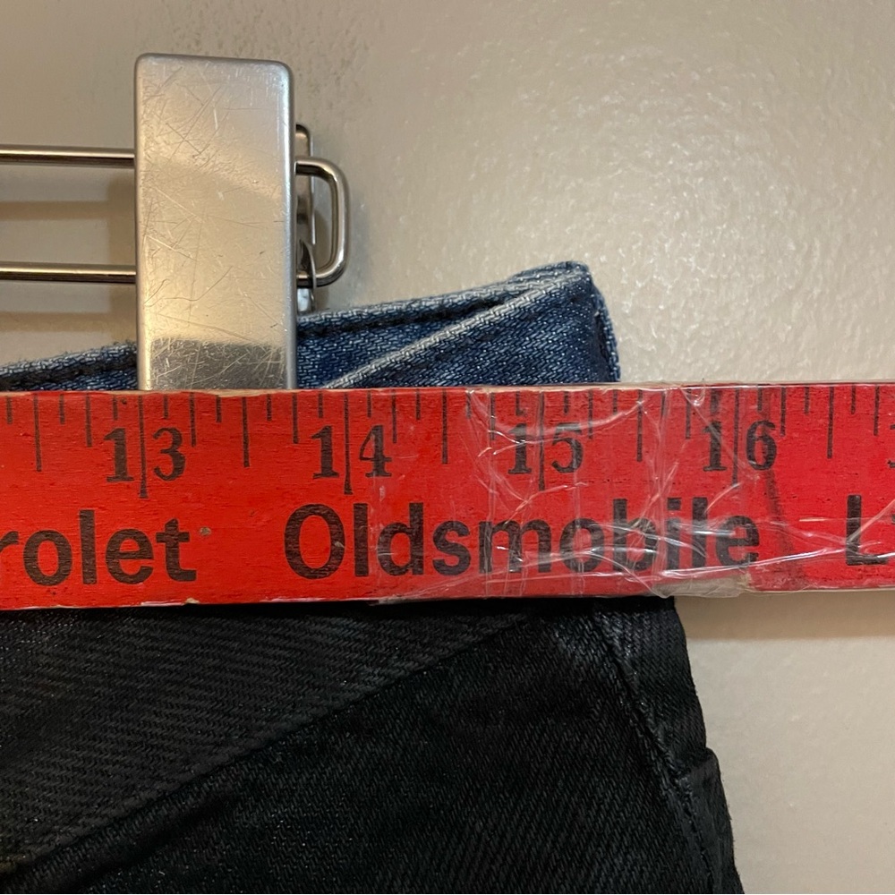 H&M Edition Blue Denim Wide Leg Jeans with Black Wax Coating – Size 4 Like New - Picture 11 of 16